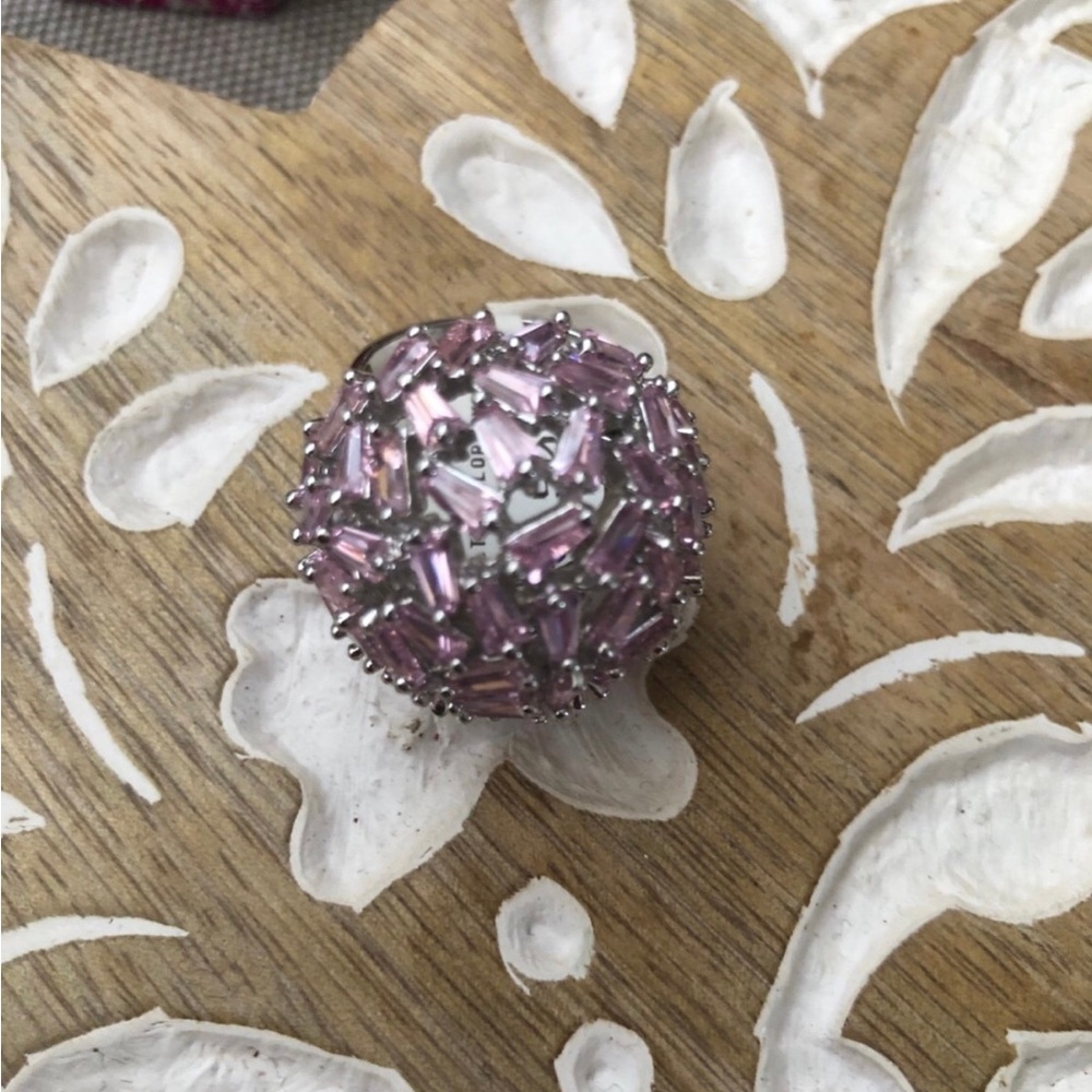 Vintage Pink Sterling Silver Cocktail Ring.